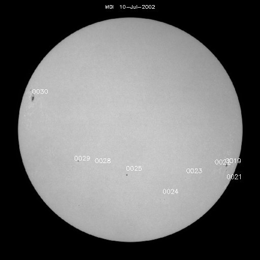 Sunspot regions