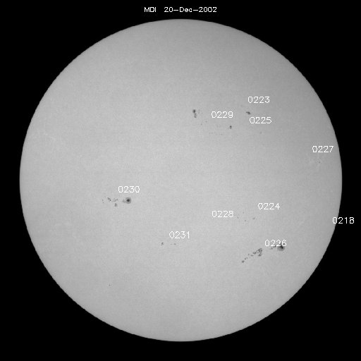 Sunspot regions