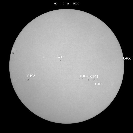 Sunspot regions