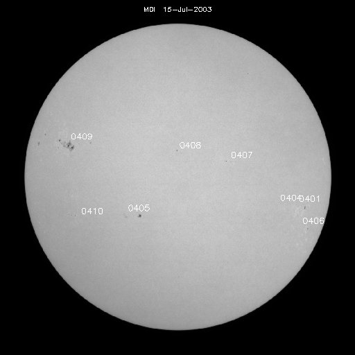 Sunspot regions