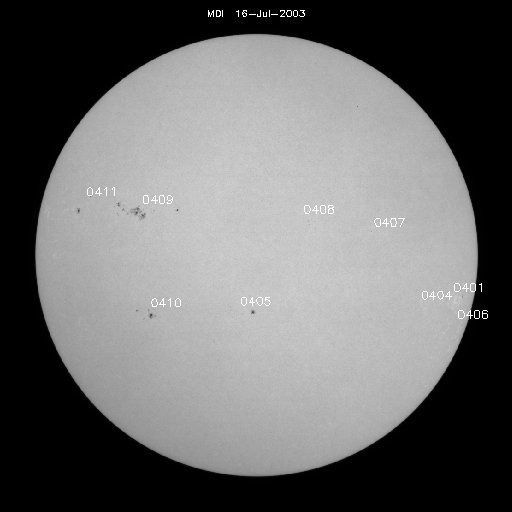 Sunspot regions