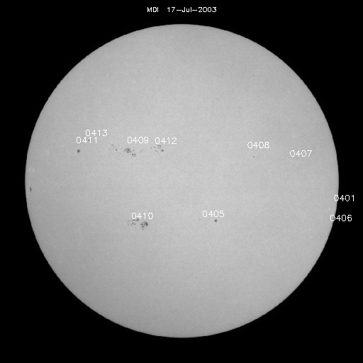 Sunspot regions