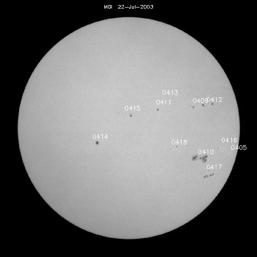 Sunspot regions