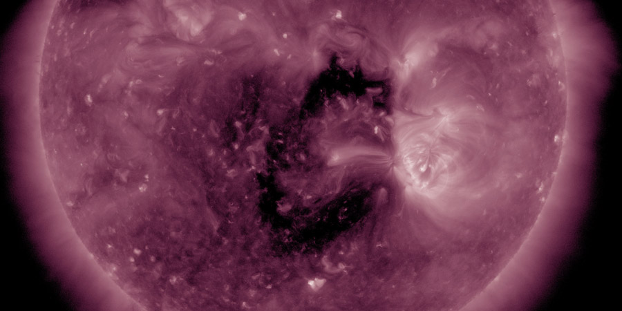 Small coronal hole faces Earth